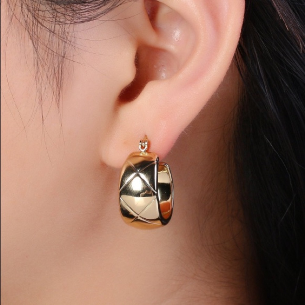 14K Gold Thick Hoop Earrings
